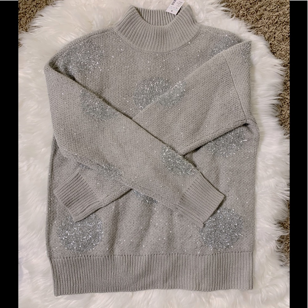 Tru Cloth Mock Neck Grey Sweater